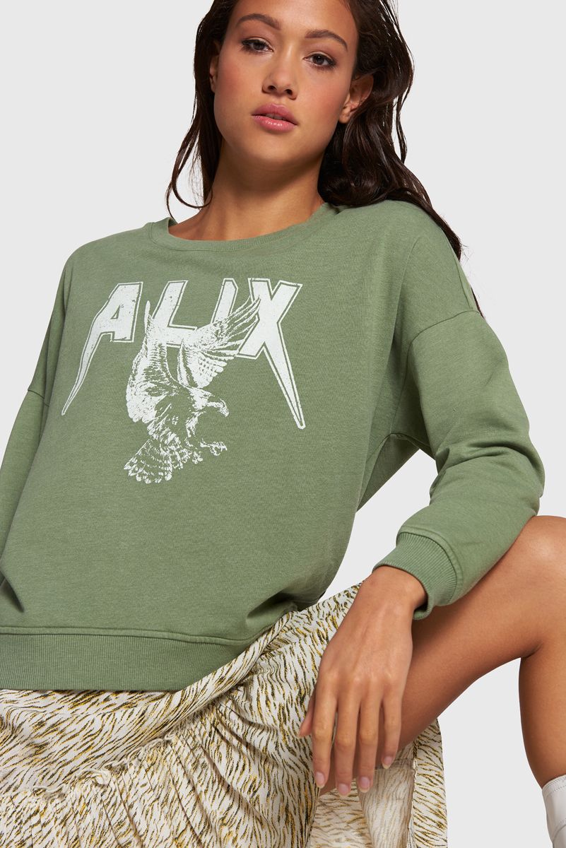 ALIX the label knitted garment dyed boxy ALIX sweater Army Siezz