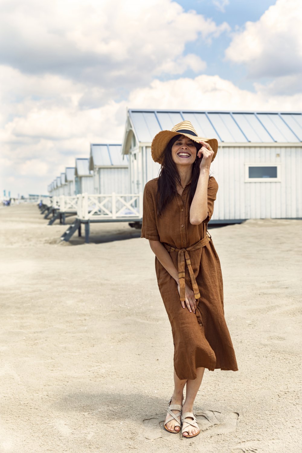 Nukus Dinni Dress Linnen Buttons Caffe Siezz