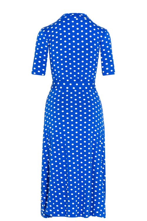 boog Overweldigen stoel Juffrouw Jansen FILY F20 vd515 Lange A-lijnjurk met polka dots Kobalt - Siezz boog Overweldigen stoel Juffrouw Jansen FILY F20 vd515 Lange A-lijnjurk met polka dots Kobalt - Siezz