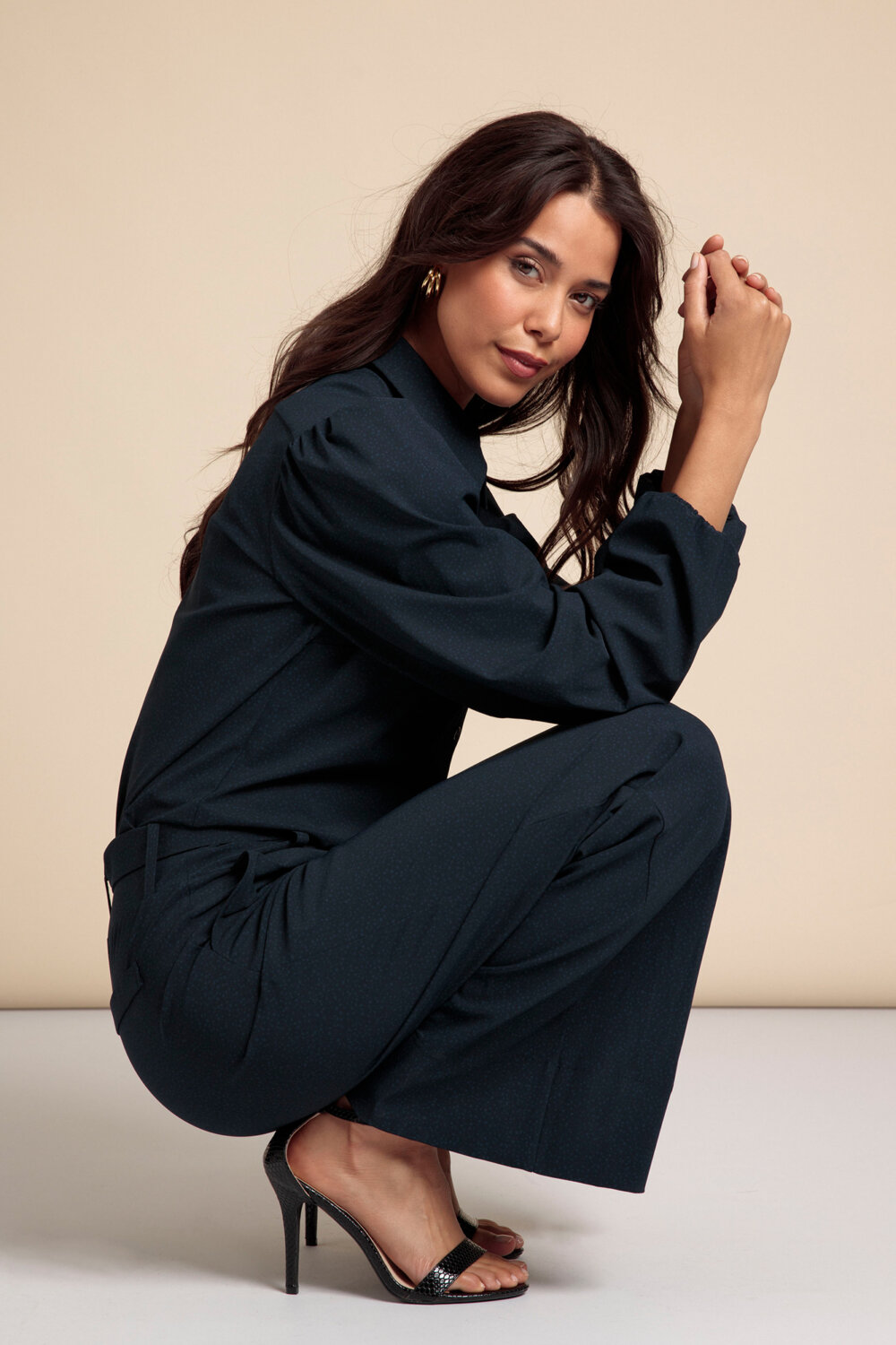 Studio Anneloes Amelie Denim jumpsuit in biologische katoenblend • Zwart •  deBijenkorf.be