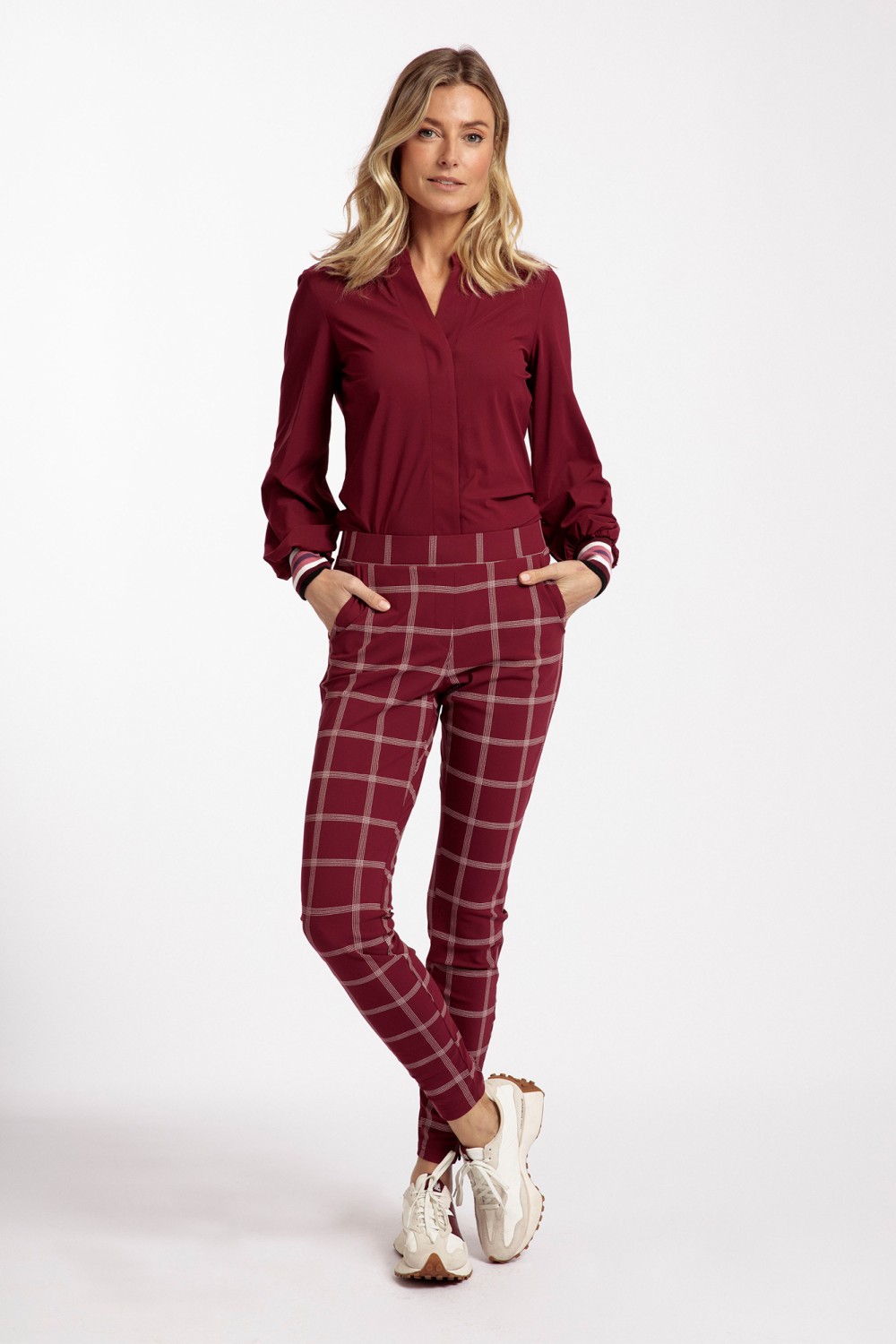 drinken ga zo door mineraal Studio Anneloes 06902 Flodown check trousers Stone Red - Siezz