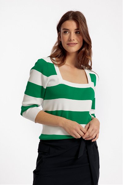 nakoming Aanhankelijk Beugel Studio Anneloes 06981 Wieke stripe pullover Apple green/ off white - Siezz