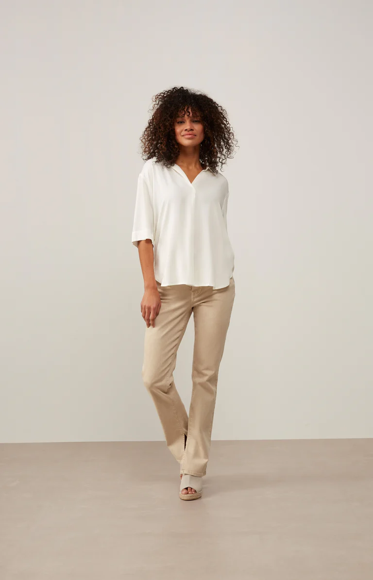 YAYA 01 701090 304 TOP MET V HALS HALF LANGE MOUWEN EN AFHANGENDE